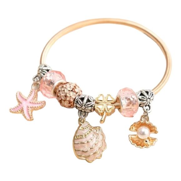 Jewelry - Conch & Starfish Charm Bangle Bracelet